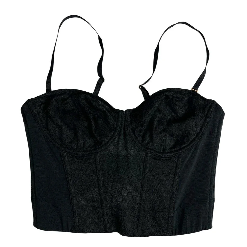 Victoria's Secret Black Very Sexy VS Archives Monogram Corset Bra Top Size 34C - Picture 2 of 13
